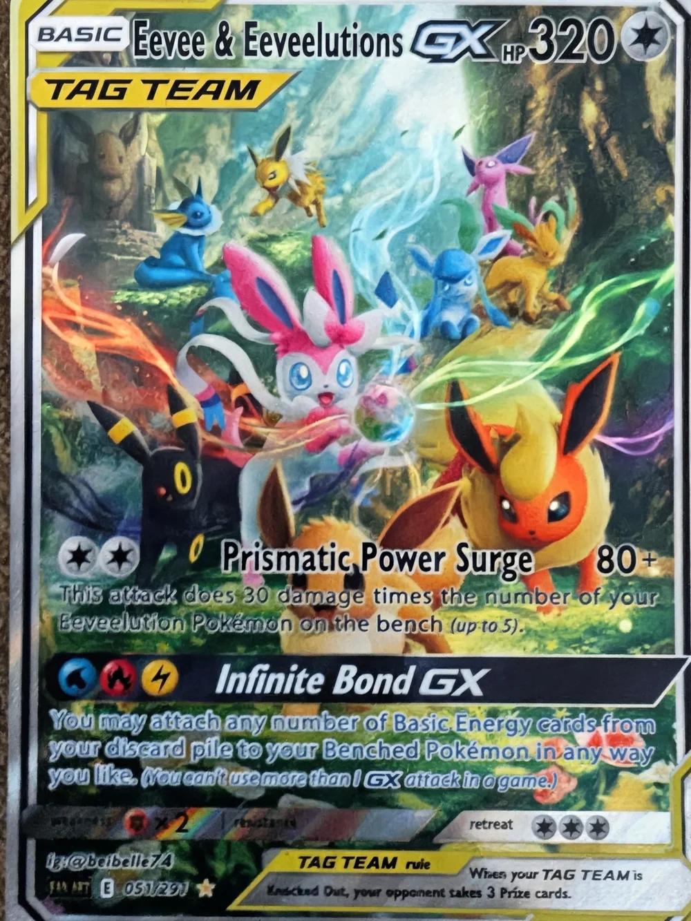 Eevee & Eeveelutions GX Tag Team Holographic Card - Multicolor